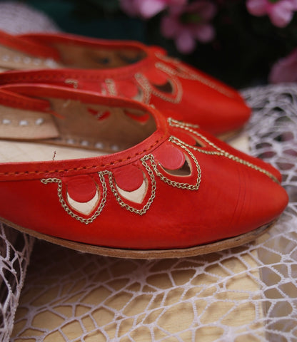 Orange Petal Leather Khussa