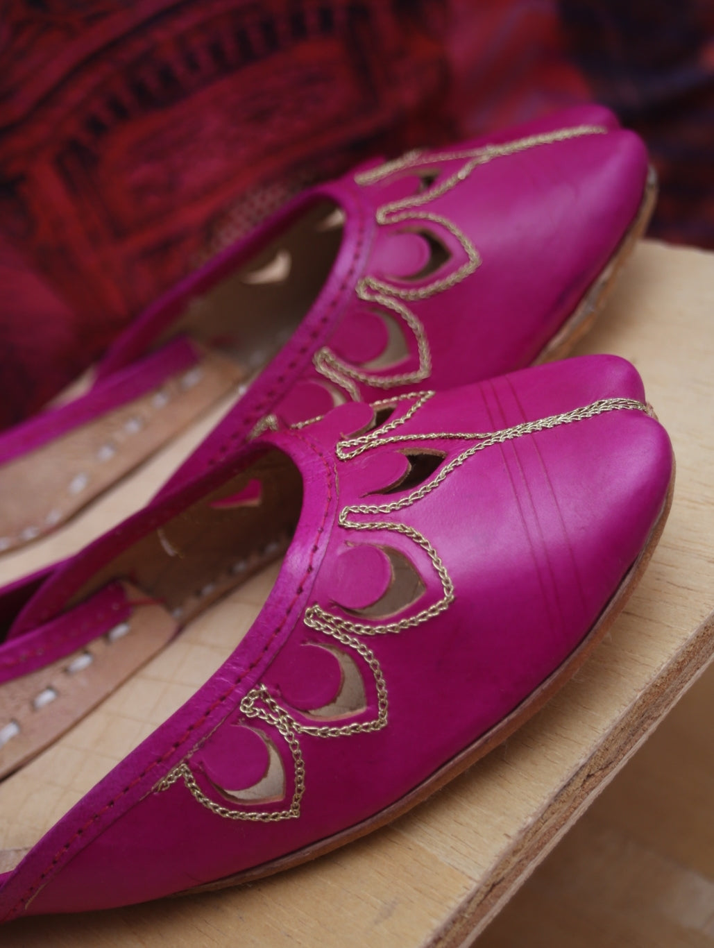 Pink Petal Leather Khussa