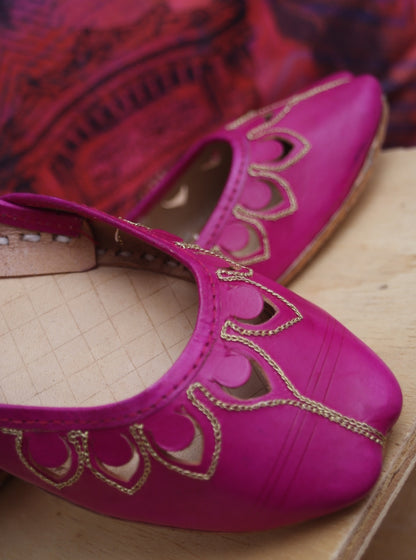 Pink Petal Leather Khussa