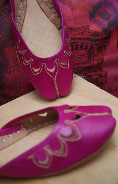 Pink Petal Leather Khussa