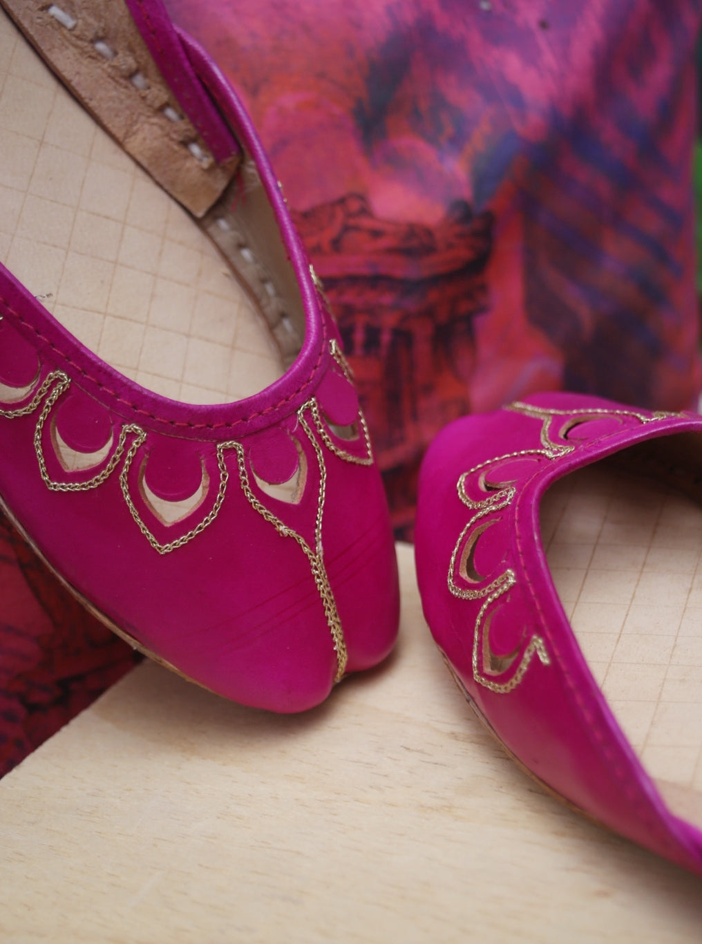 Pink Petal Leather Khussa