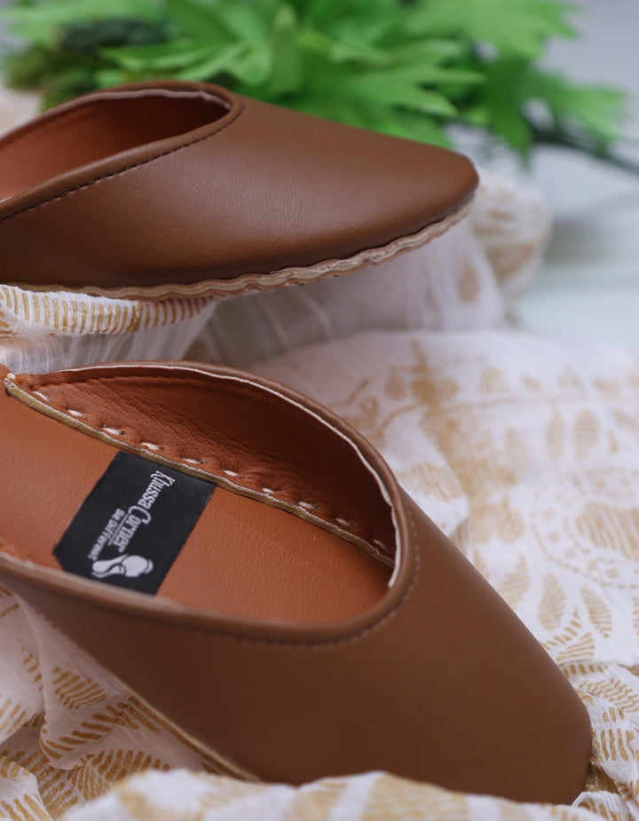 Slipper Khussa, Brown Rexine, Leather Khussa