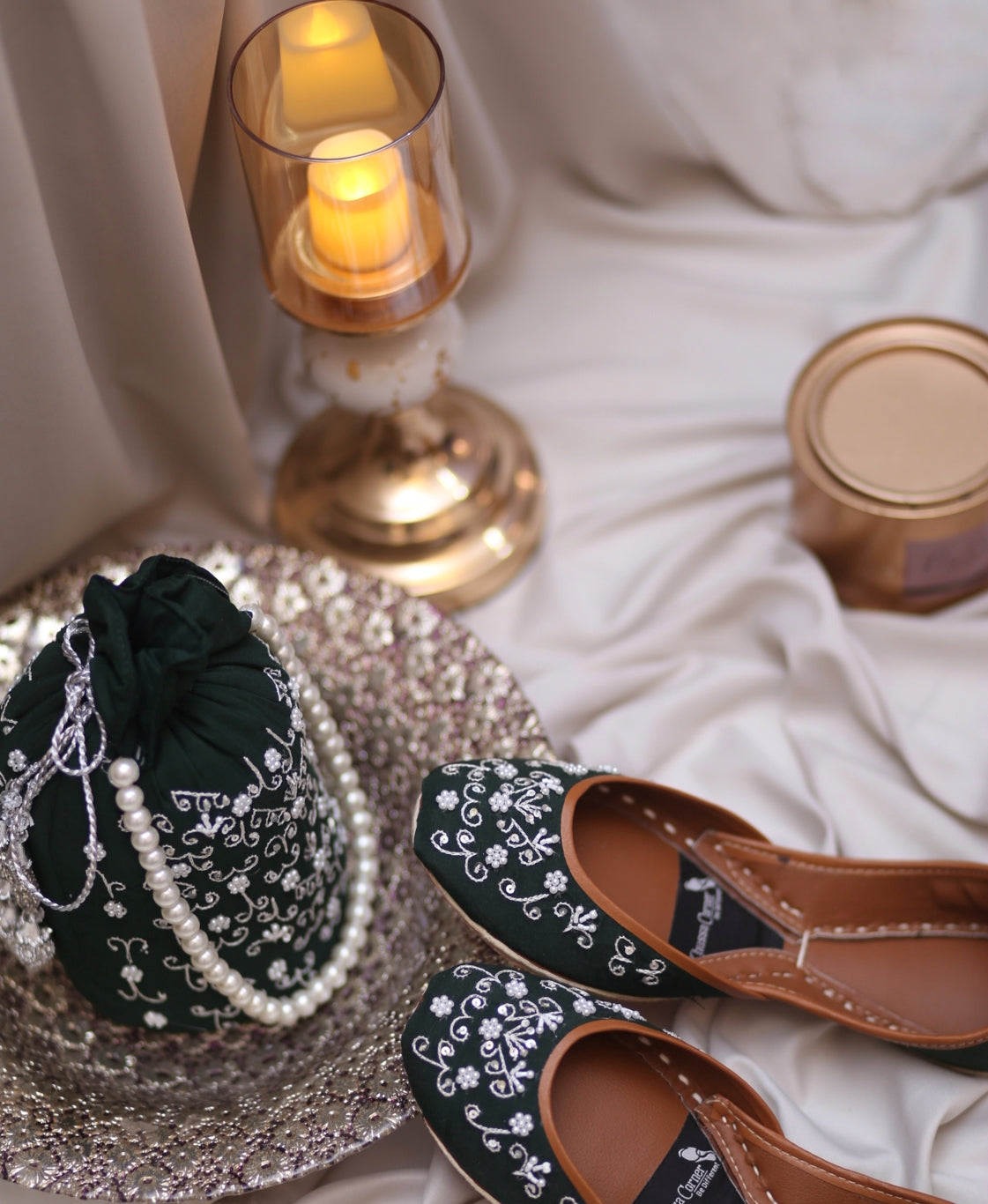 Green Embellishment With Potli Combo