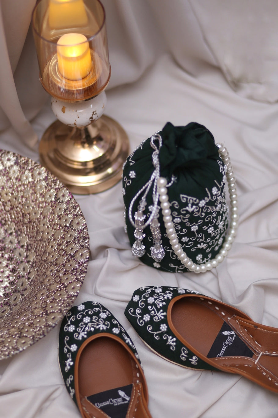 Green Embellishment With Potli Combo