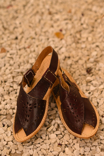 Leather Peshawaris (Maroon)