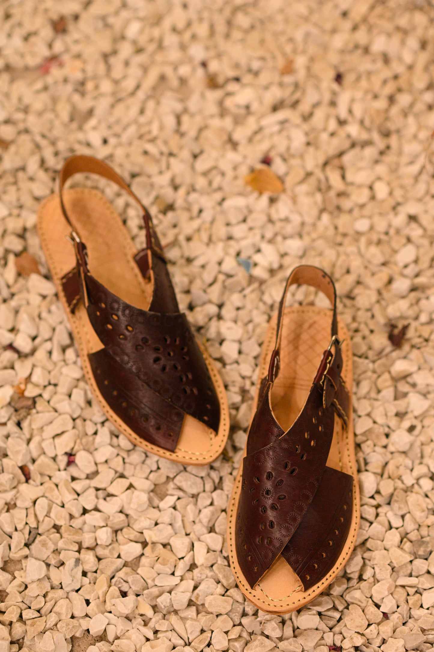 Leather Peshawaris (Maroon)