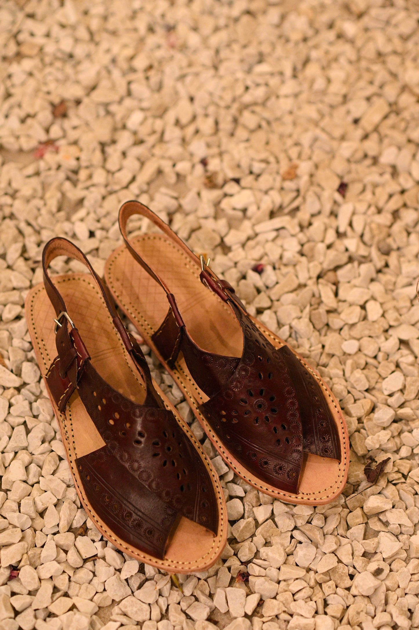 Leather Peshawaris (Maroon)