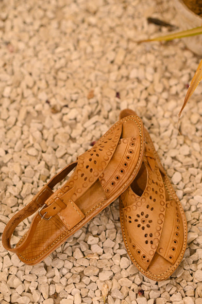 Leather Peshawaris (Brown)