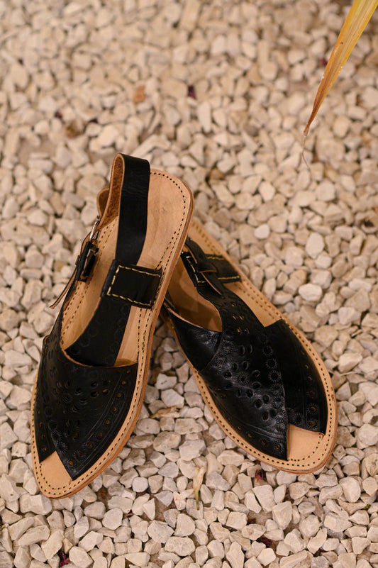 Leather Peshawaris (Black)