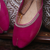 Pink Zari leather khussa