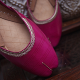 Pink Zari leather khussa