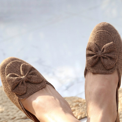 Bow jute loafers (Nude)