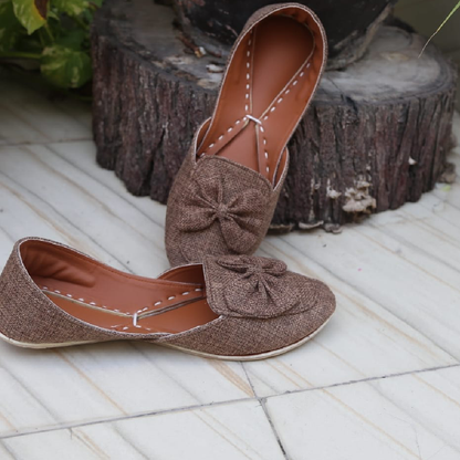 Bow jute loafers (Nude)