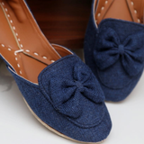 Bow jute loafers (Blue)